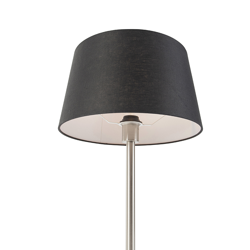 lampe de table moderne en acier avec abat-jour noir 35 cm - simplo