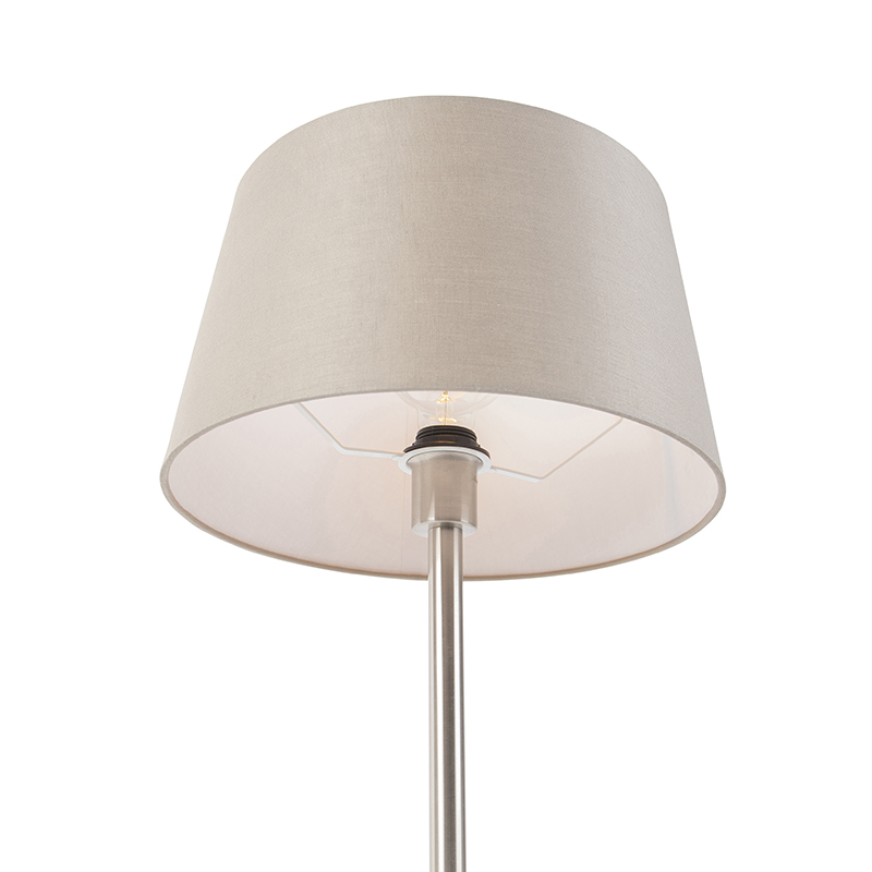 lampe de table moderne en acier avec abat-jour taupe 35 cm - simplo