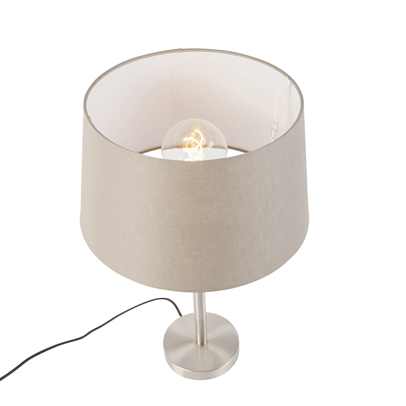 lampe de table moderne en acier avec abat-jour taupe 35 cm - simplo