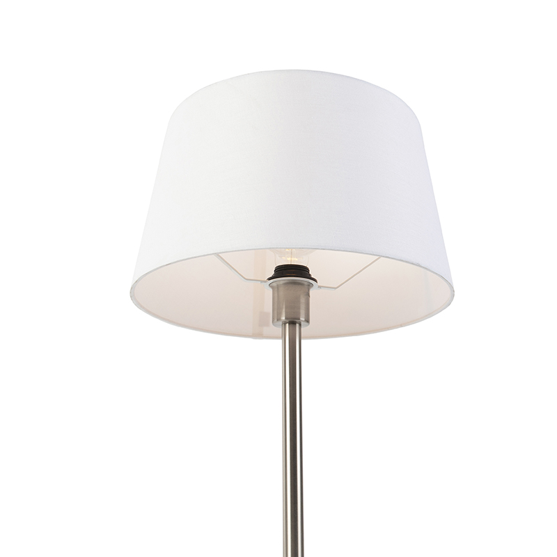 lampe de table moderne en acier avec abat-jour blanc 32 cm - simplo