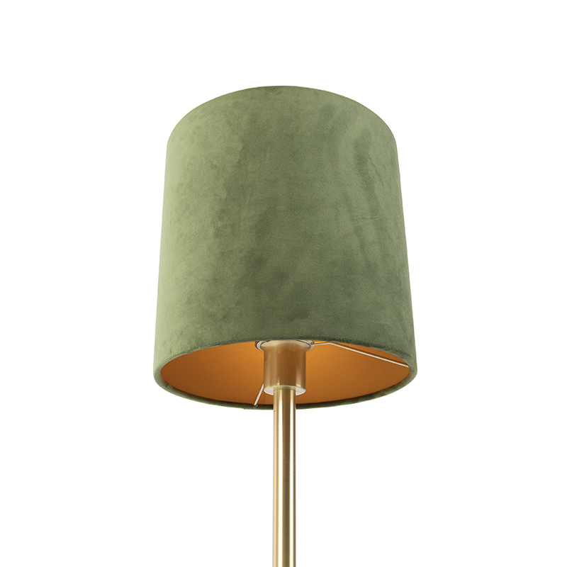 lampe de table botanique en laiton avec abat-jour vert 25 cm - simplo