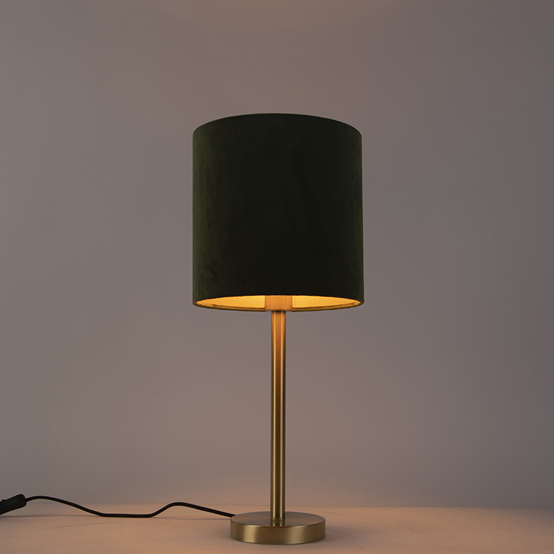 Botanical Table Lamp Brass with 25cm Velvet Green Shade - Simplo