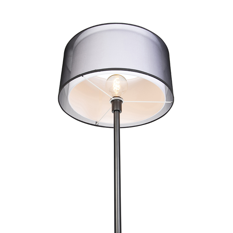 lampadaire design noir avec abat-jour noir et blanc 47 cm - simplo