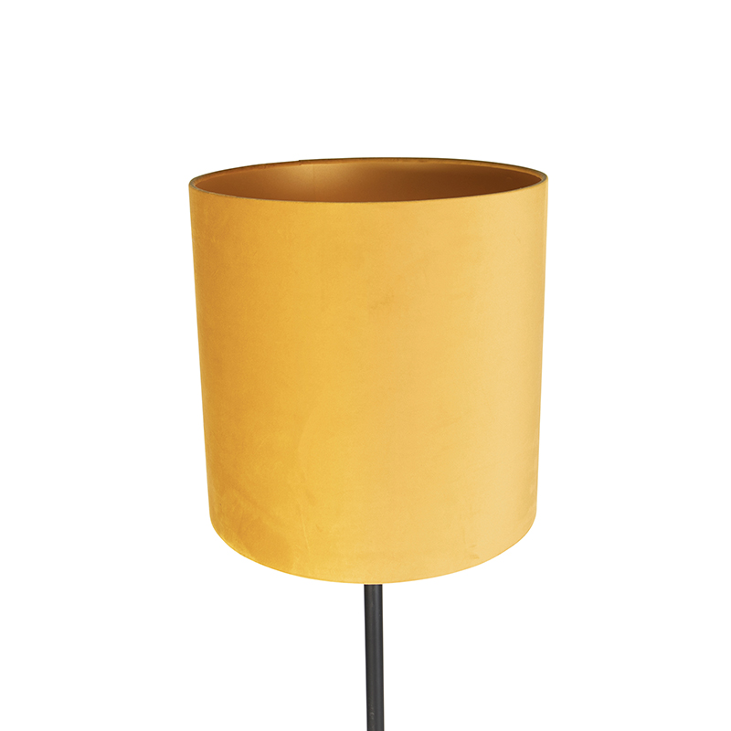 lampadaire art déco noir avec abat-jour jaune 40 cm - simplo