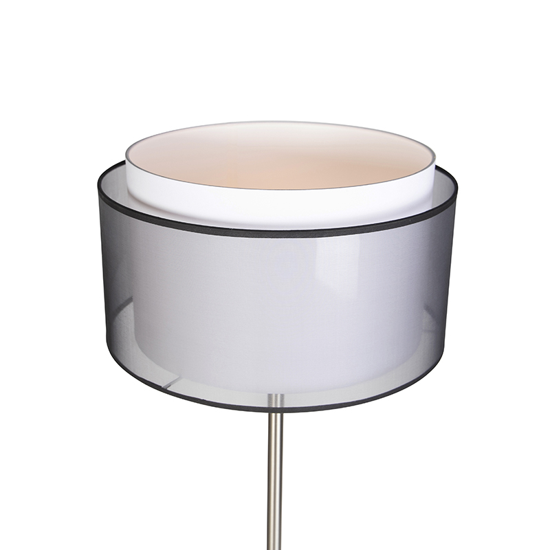 lampadaire design acier avec abat-jour noir et blanc 47 cm - simplo
