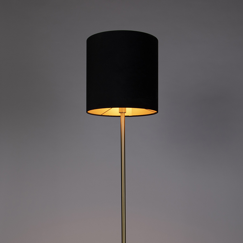 Classic Floor Lamp Brass with Black Lampshade 40 cm - Simplo