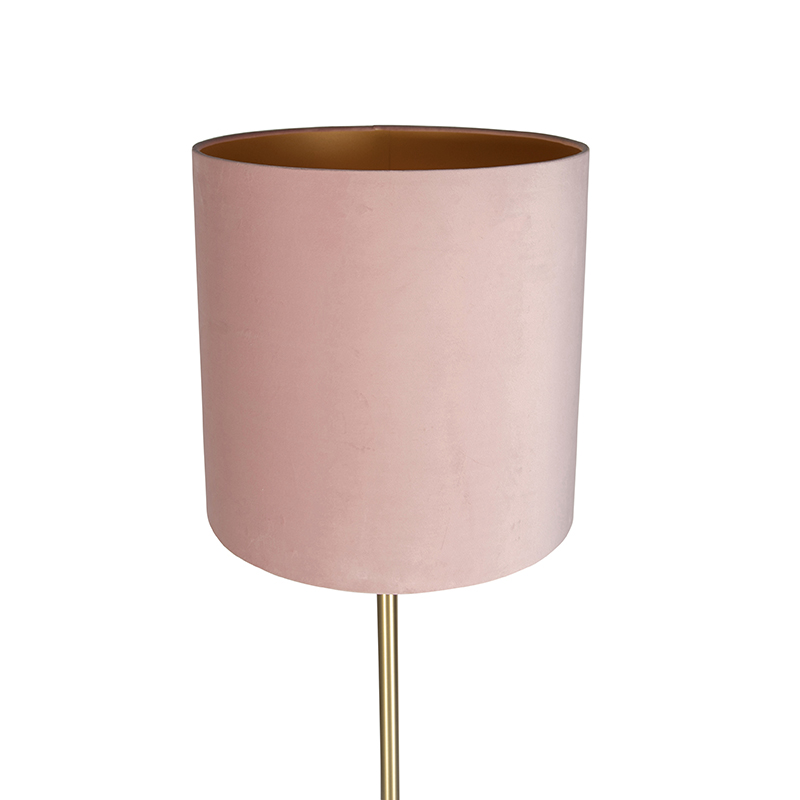 lampadaire romantique en laiton avec abat-jour rose 40 cm - simplo