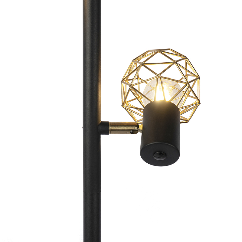 lampadaire design noir avec or 3 lumières orientable - mesh