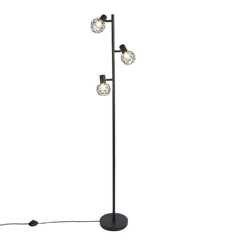 Lampadaire design noir 3 lumières orientable - Mesh