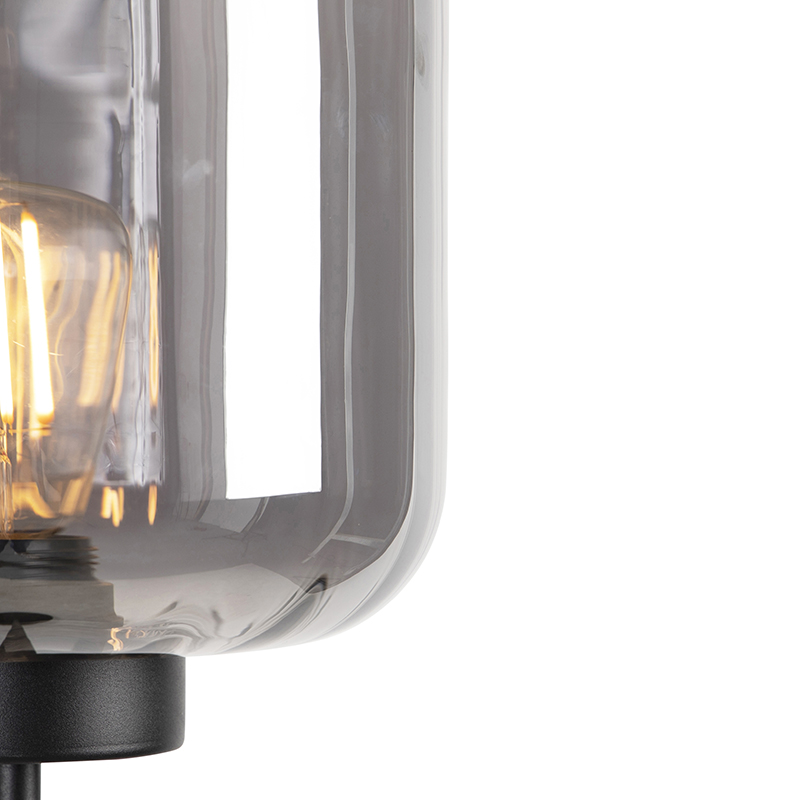 lampadaire design noir avec verre fumé - qara