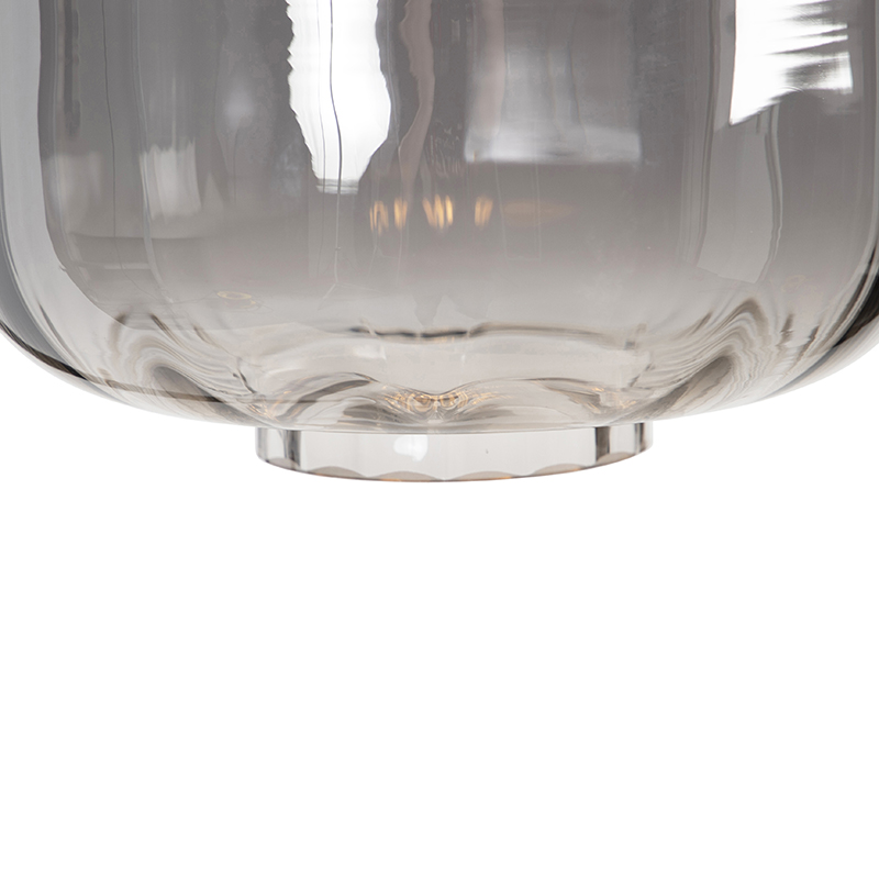 Lampada da terra di design nera con vetro fumé - Qara Down
