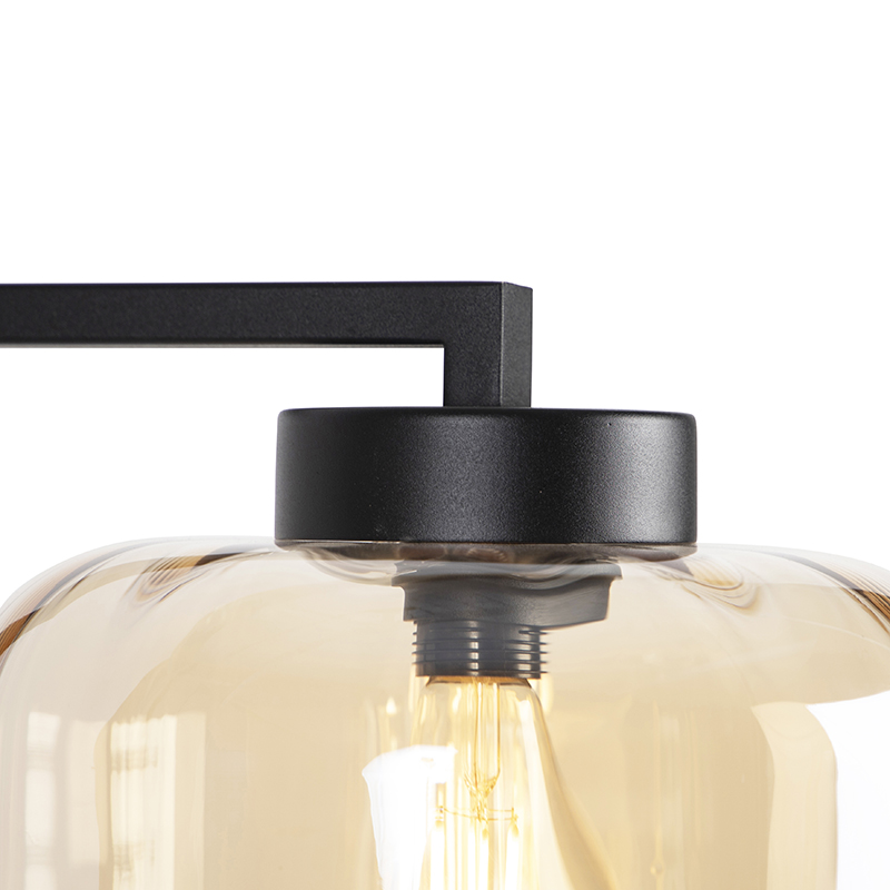 lampadaire design noir avec verre ambré - qara