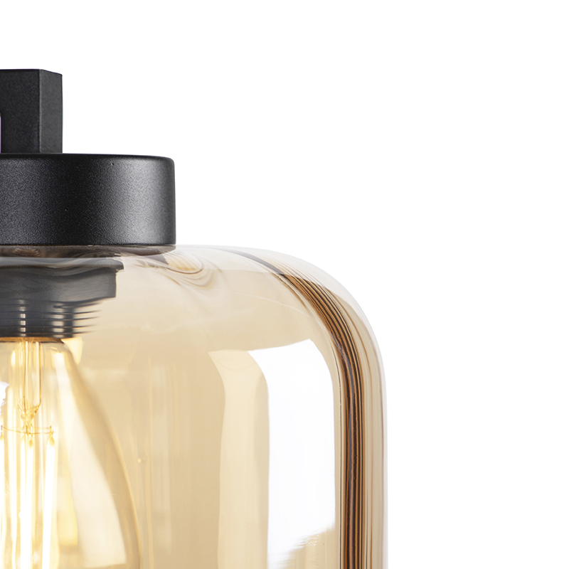 lampadaire design noir avec verre ambré - qara