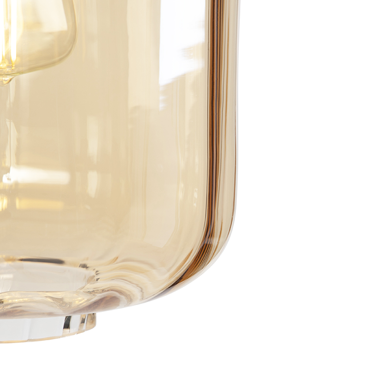 lampadaire design noir avec verre ambré - qara