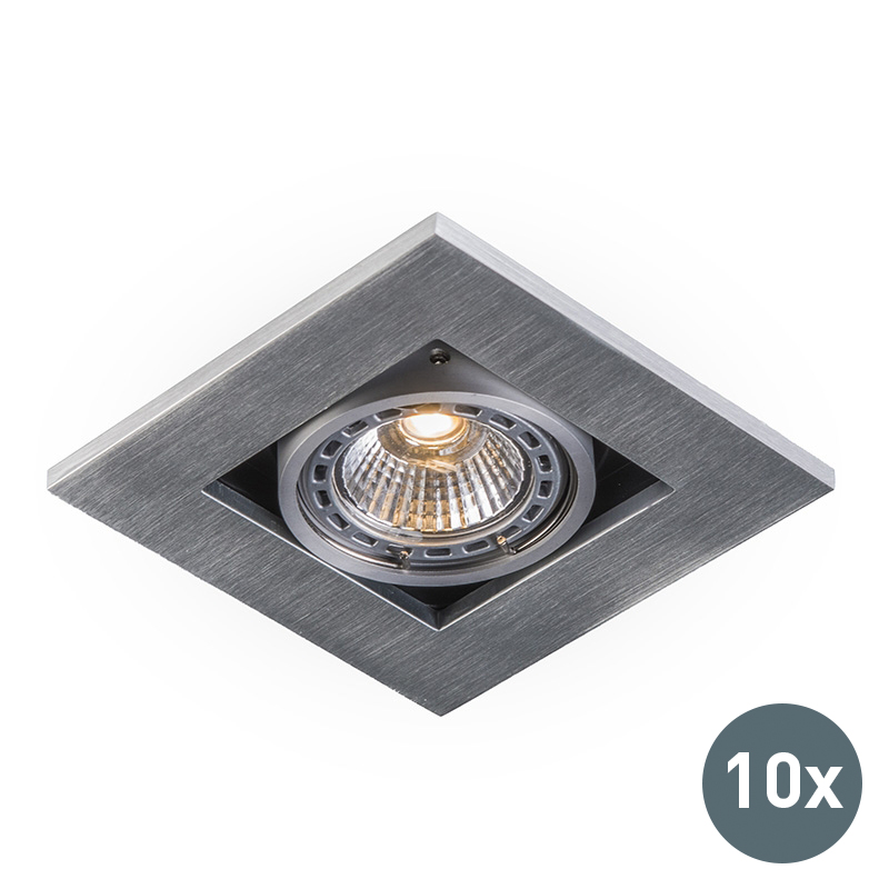 Set van 10 moderne inbouwspots aluminium 3 mm dik - Qure