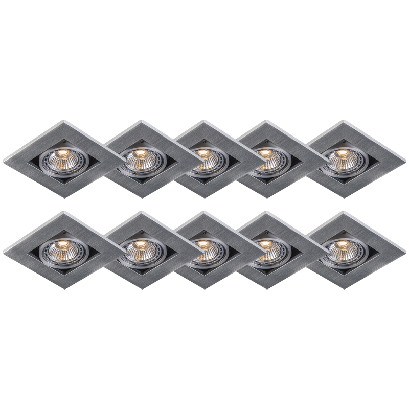 Sada 10 moderných zapustených bodových svetiel z hliníka s hrúbkou 3 mm - Qure