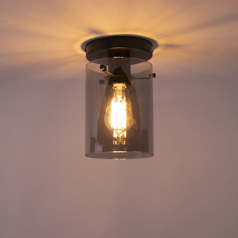 Plafón de diseño negro con cristal ahumado - Dome