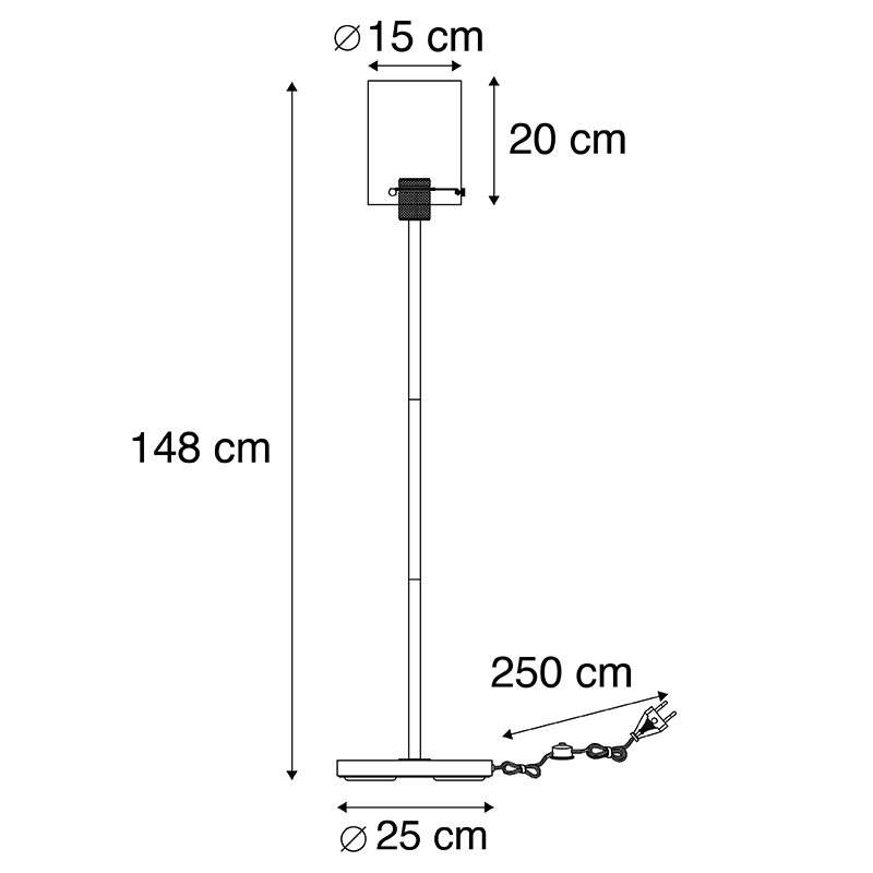 lampadaire design noir avec verre fumé - dôme