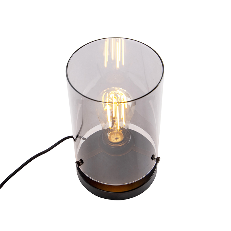 lampe de table design noire avec verre fumé - dôme