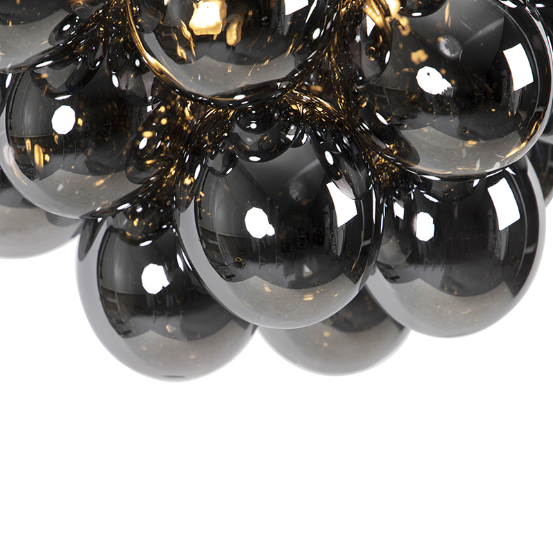 suspension art déco noire avec verre fumé 8 lampes - uvas