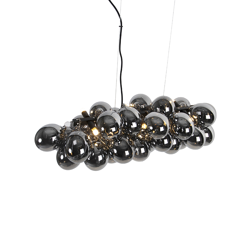 Lámpara colgante inteligente negra con cristal ahumado 8 luces incl. 8 Wifi G9 - Uvas