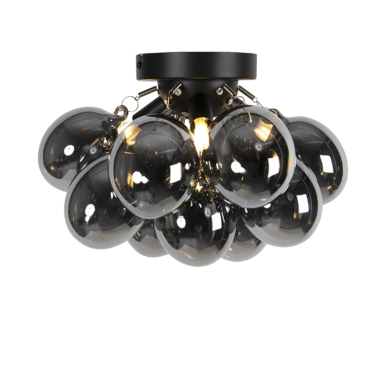 plafonnier design noir avec verre fumé 3 lumières - uvas