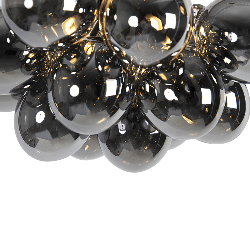 plafonnier design noir avec verre fumé 4 lampes - uvas