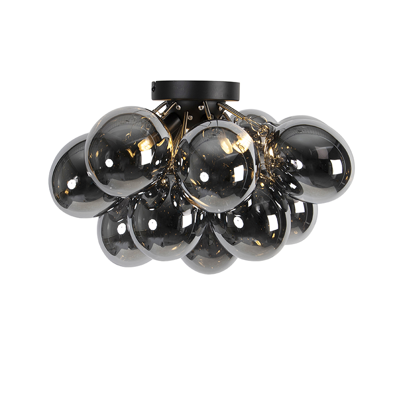 plafonnier design noir avec verre fumé 4 lampes - uvas