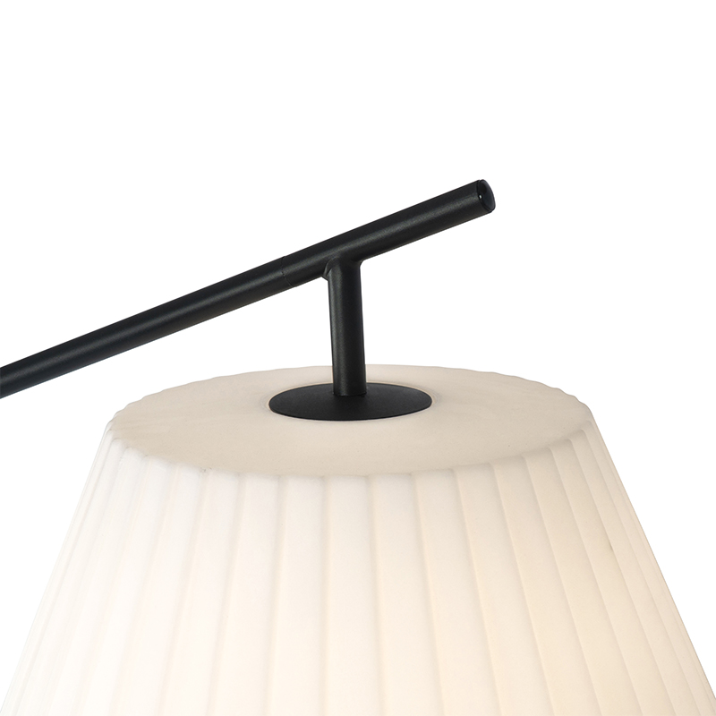 lampadaire extérieur design noir ip44 avec abat-jour blanc - robbert