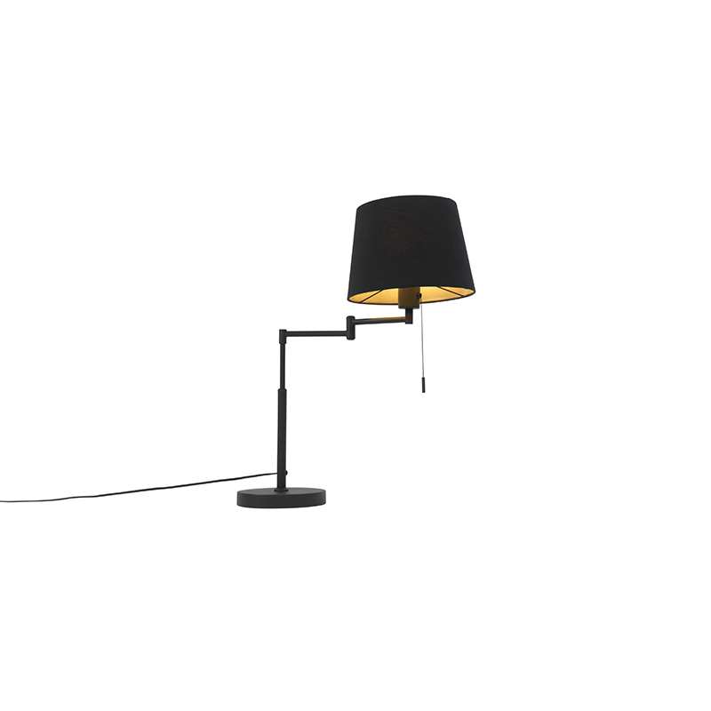 Asztali lámpa fekete, fekete árnyalattal és állítható karral - Ladas