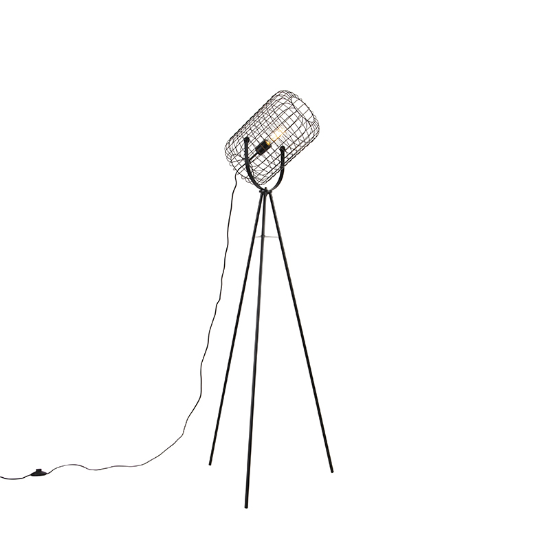 Priemyselná stojaca lampa statívová oceľ čierna - Bliss Vefa