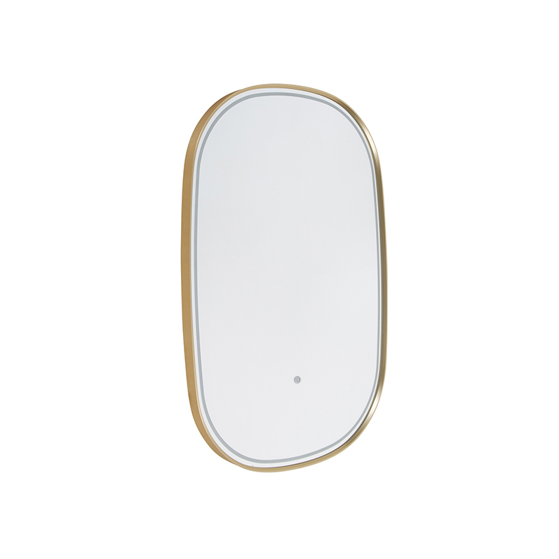 Espejo de baño dorado con LED y atenuador táctil ovalado - Miral