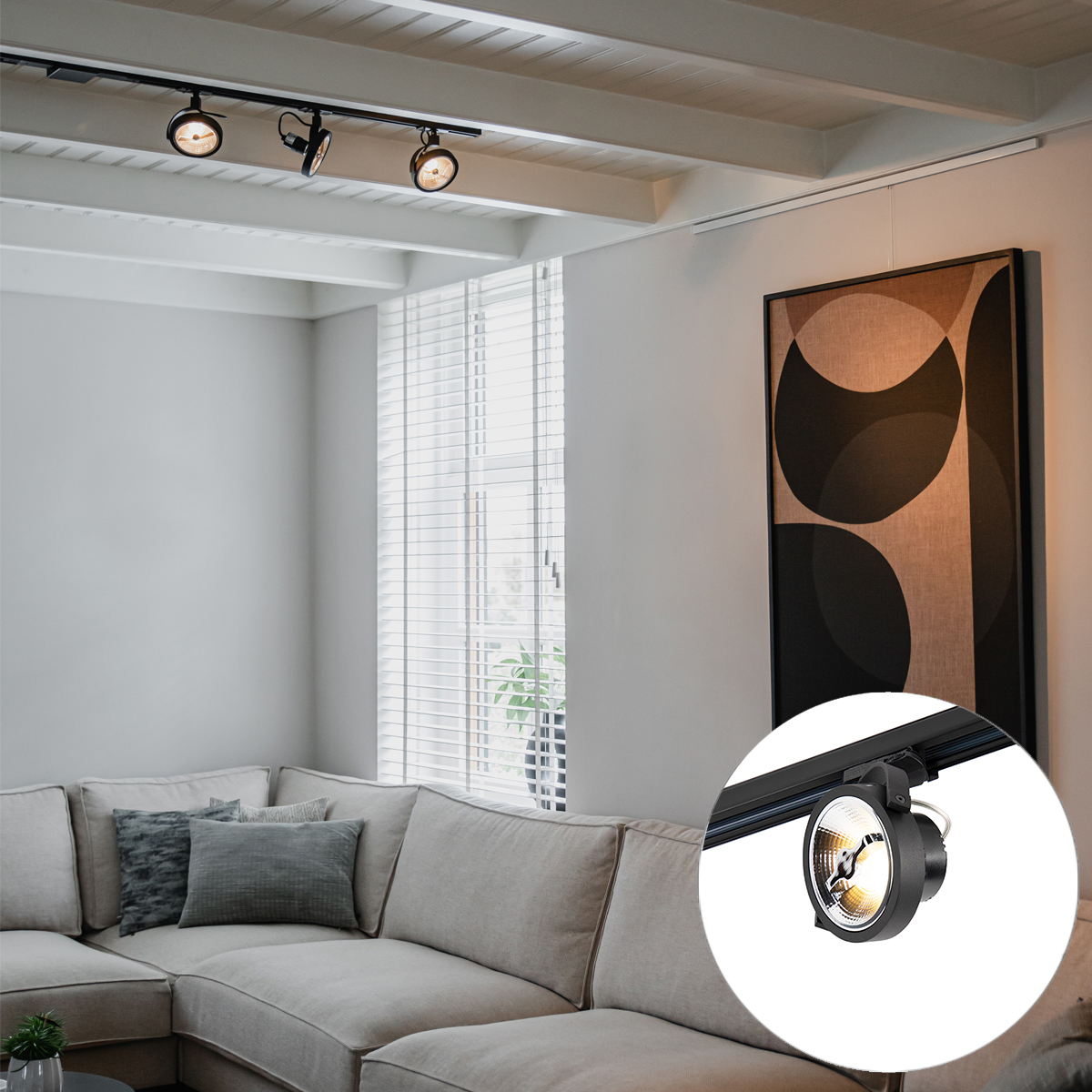 Koľajnicový systém s 3 bodmi čierny 1-fázový - Go