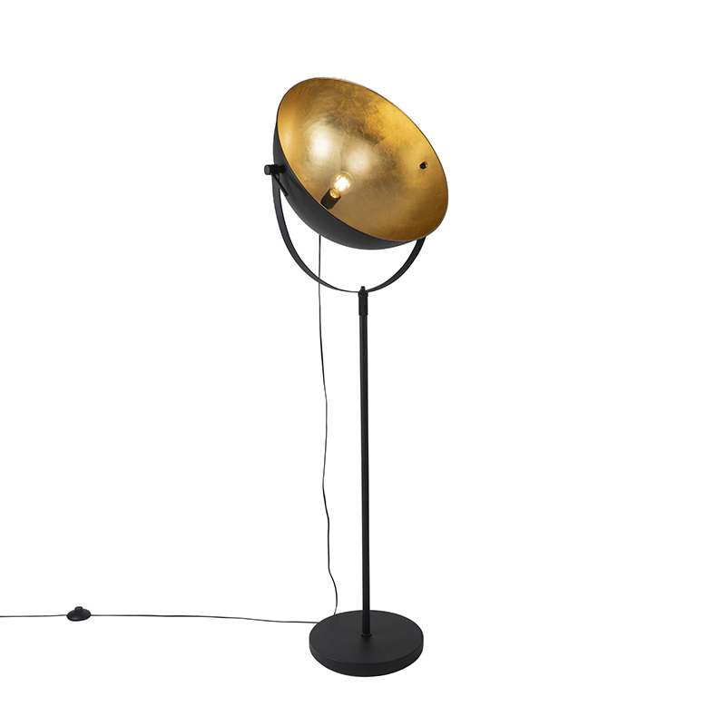 Lampadaire industriel noir 50 cm avec orientable or - Magnax