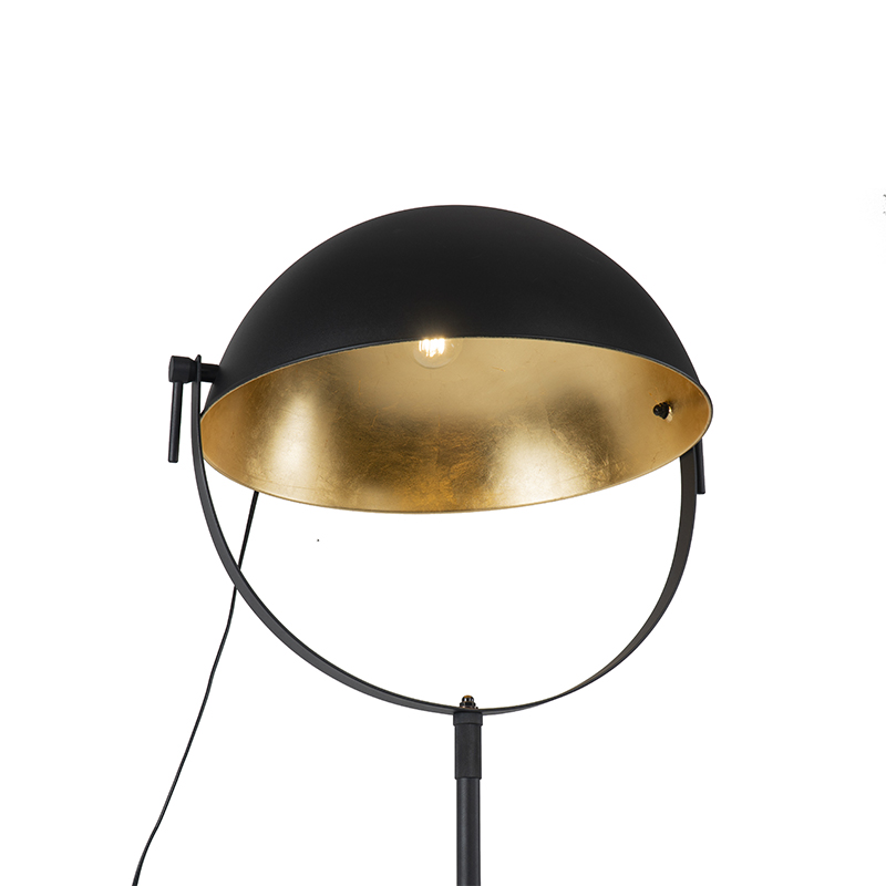 lampadaire industriel noir 50 cm avec orientable or - magnax