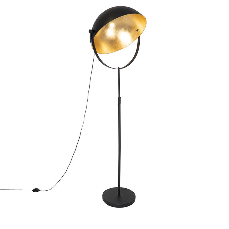 lampadaire industriel noir 50 cm avec orientable or - magnax