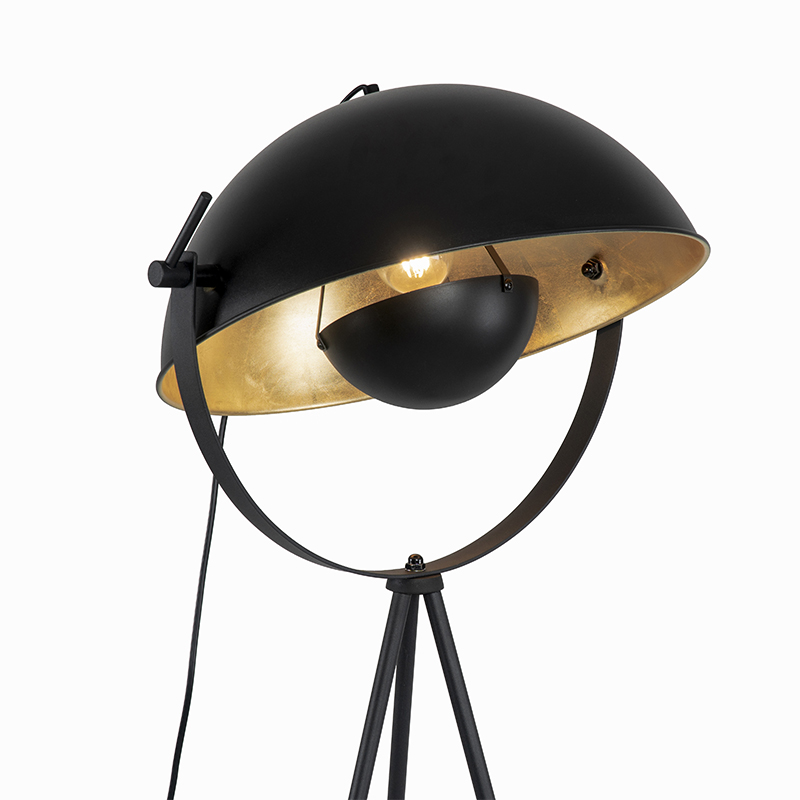 lampadaire noir avec trépied orientable or 42 cm - magnax