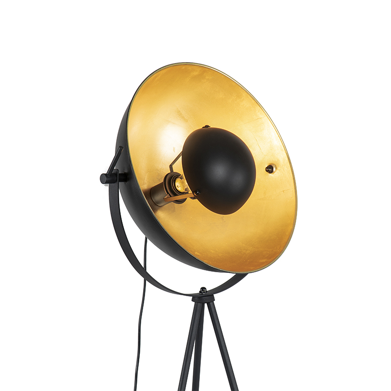 lampadaire noir avec trépied orientable or 42 cm - magnax