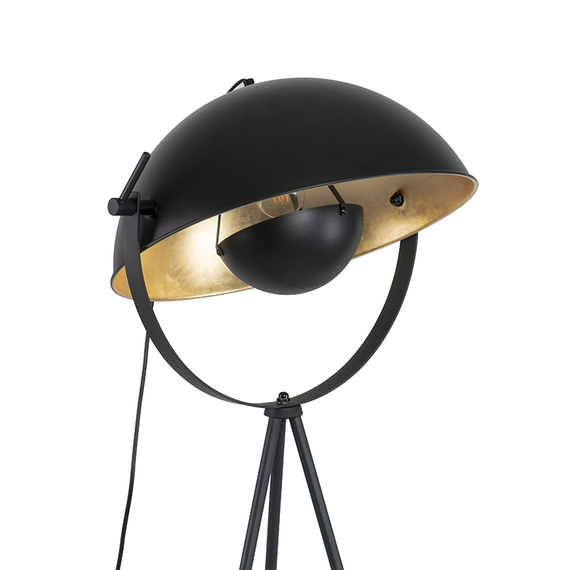 lampadaire noir avec trépied orientable or 42 cm - magnax