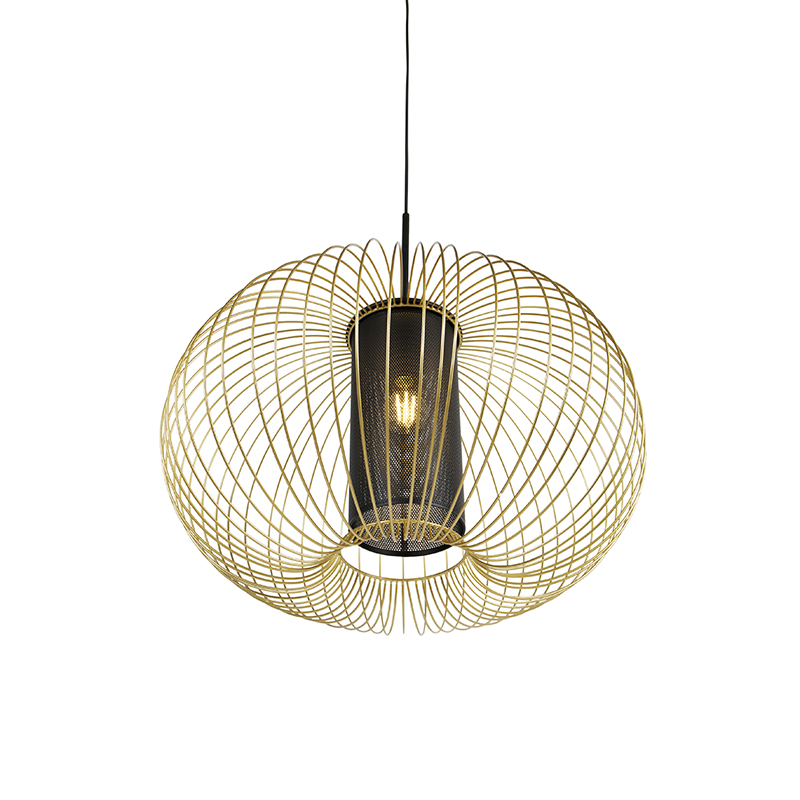 Design Hängelampe Gold mit schwarz 60 cm - Marnie