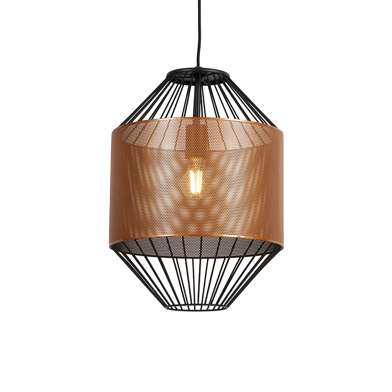 Design hanglamp koper met zwart 33 cm - Mariska