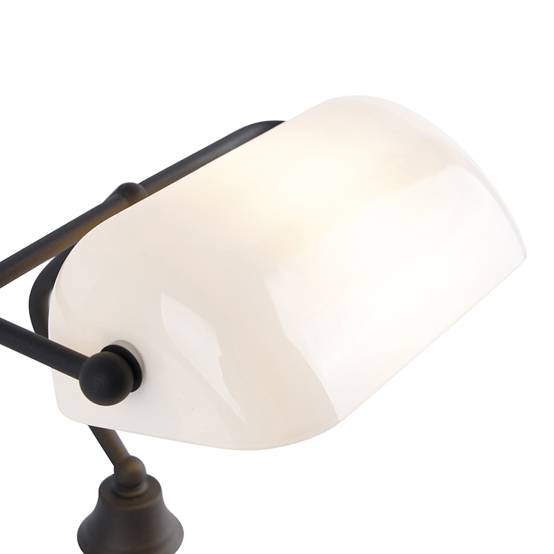 Classic notary lamp black with opal glass - Banker