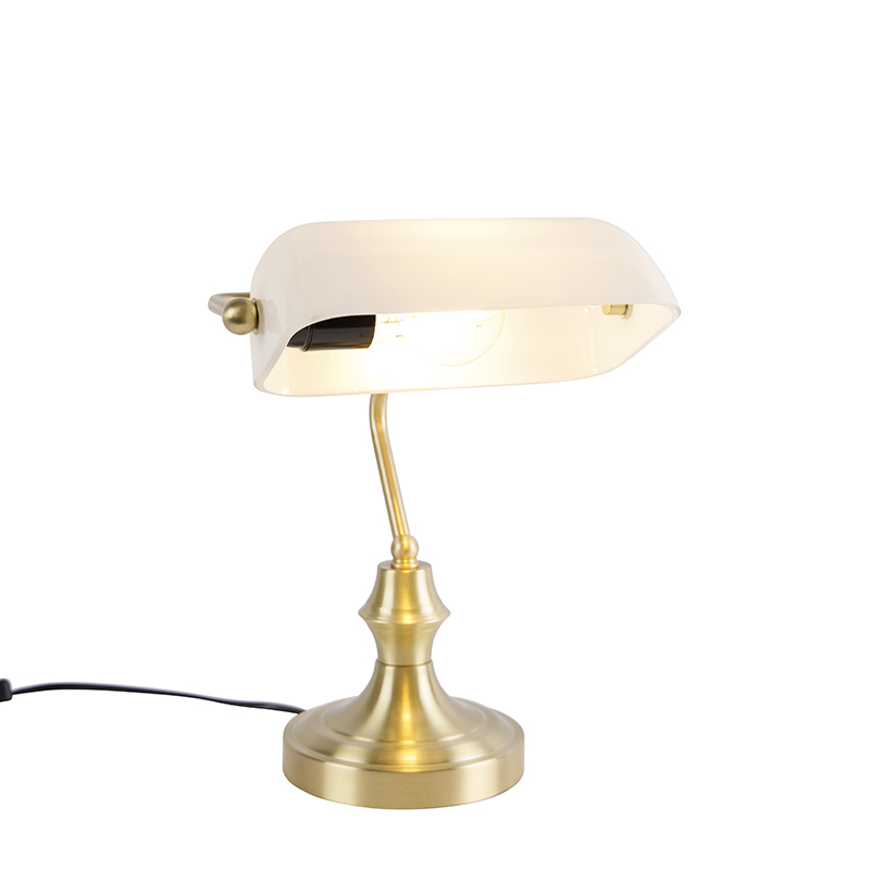 lampe de notaire classique en or avec verre opale - banker