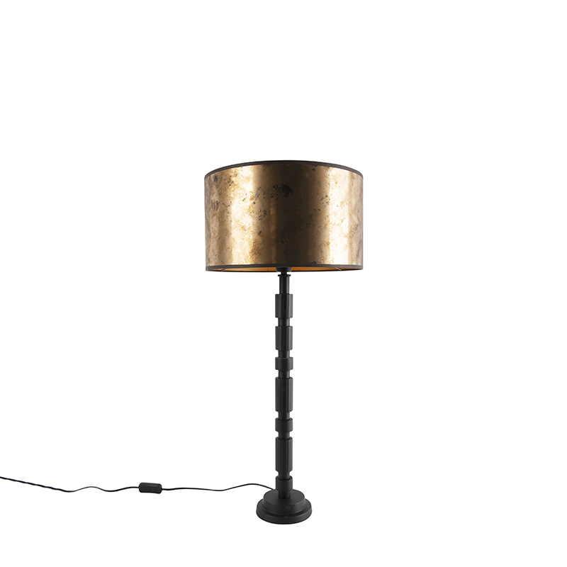 Stolová lampa v štýle art deco čierna s bronzovým tienidlom 35 cm - Torre