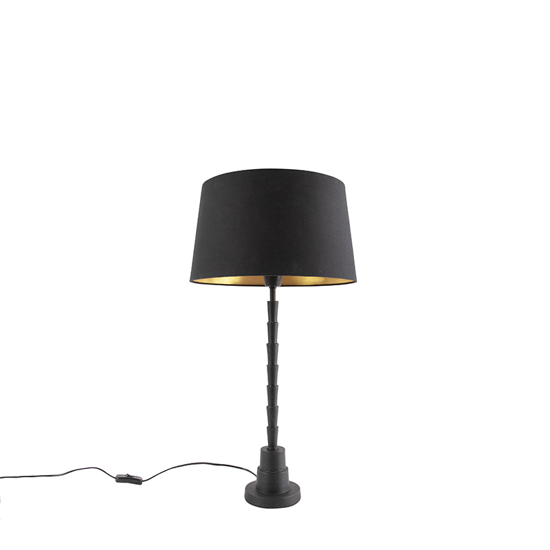 Art deco asztali lámpa fekete, fekete pamut árnyalattal 35 cm - Pisos