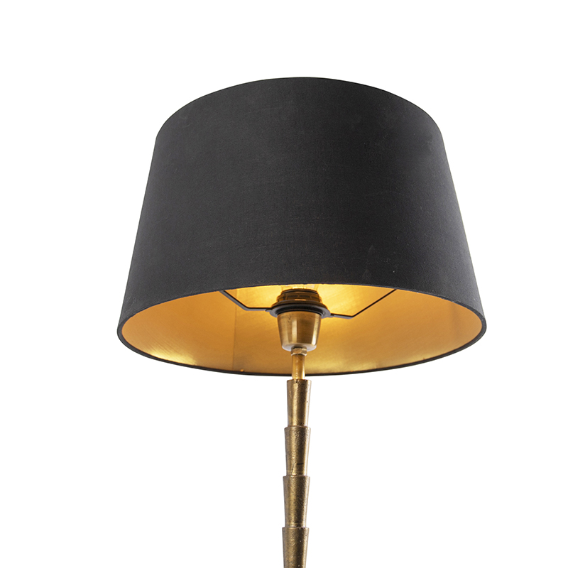 Lampada da tavolo Art Déco bronzo con paralume in cotone nero 35 cm - Pisos