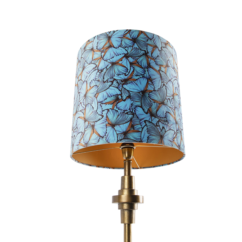 lampe de table bronze velours abat-jour papillon design 40 cm - diverso