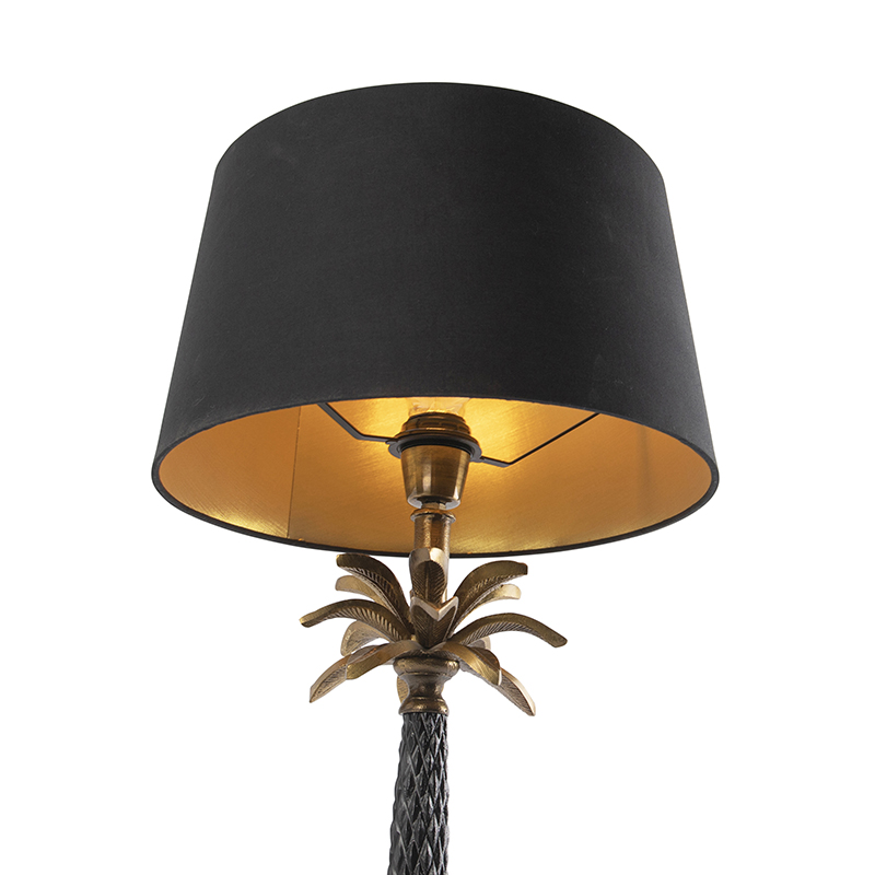 Art Deco Table Lamp Bronze with Black Lampshade 35 cm - Areka