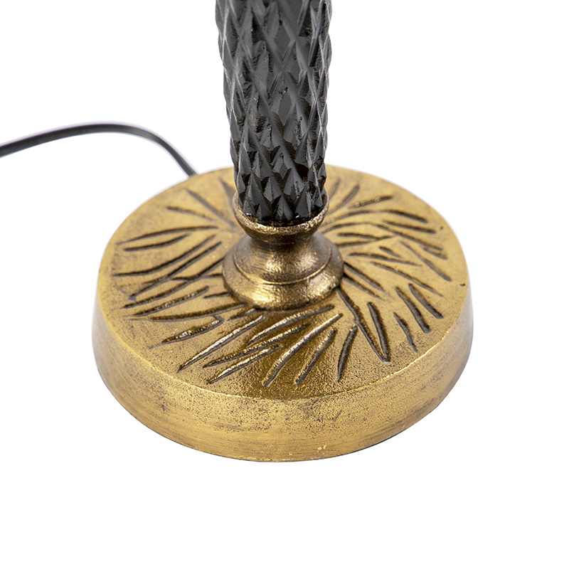 Art Deco Table Lamp Bronze with Black Lampshade 35 cm - Areka