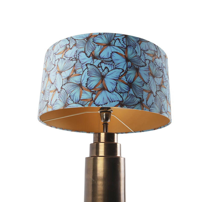 lampe de table bronze avec abat-jour papillon velours 50 cm - bruut